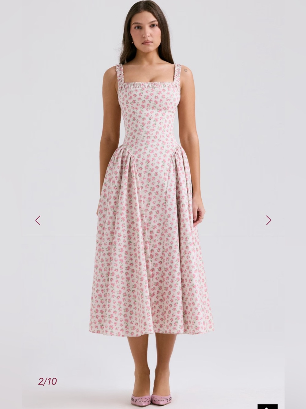 NWT HOUSE OF CB DOROTHY - White Rosebud Print Cotton Midi Sundress Size XS - Picture 2 of 13